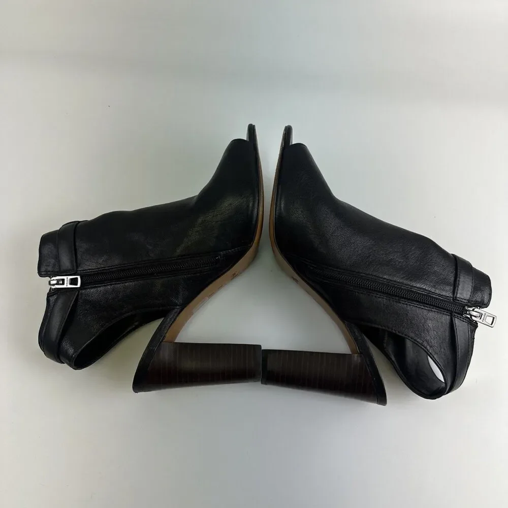 Coach Lafayette Heels Black Soft Leather Zip Peep Toe Slingback Sandal Bootie 9
